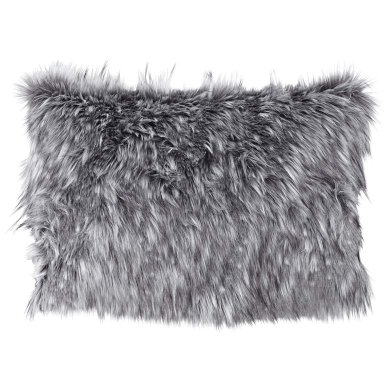 Image 1 Wolverine Gray 20" x 14" Plush Faux Fur Pillow