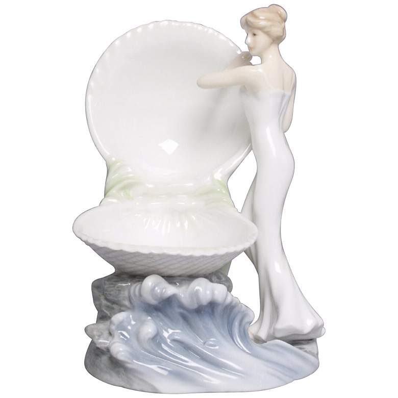 Image 1 Woman and Clam Shell Ivory Porcelain Jewelry Tray
