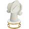 Woman Head White 12"H Bust Sculpture With Brass Round Riser