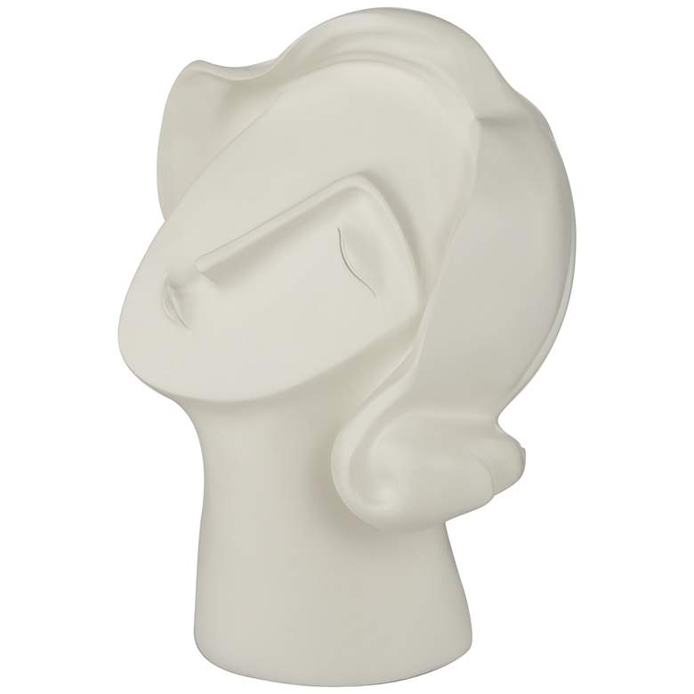 Woman Head White 12&quot;H Bust Sculpture With Brass Round Riser more views