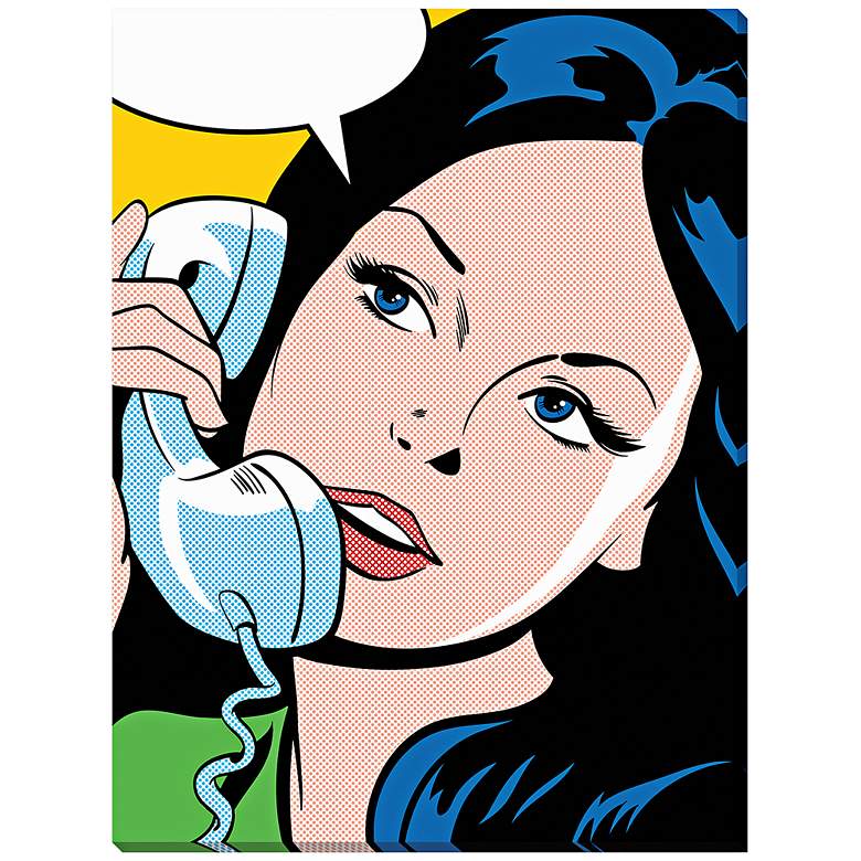Image 1 Woman on Cord Phone 24" High Canvas Wall Art