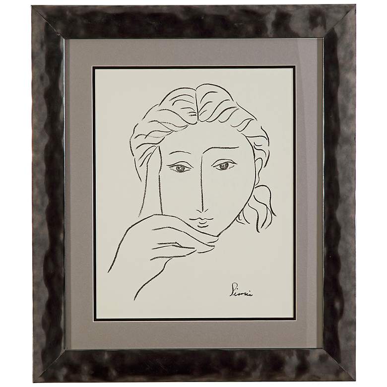 Image 1 Woman&#39;s Face Sketch I 29 inch High Framed Wall Art