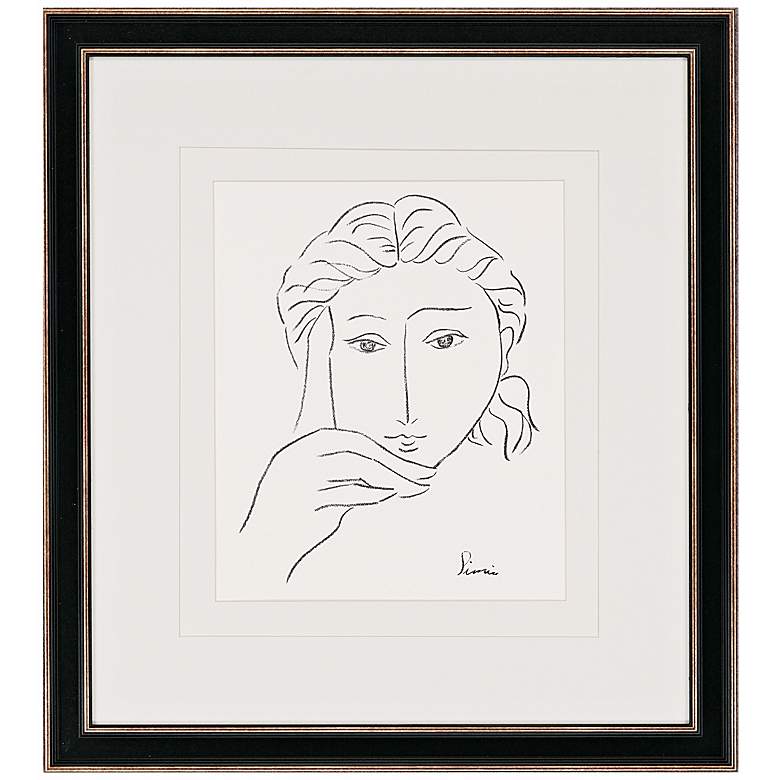 Image 1 Woman&#39;s Face Sketch I Print 33 inch High Wall Art