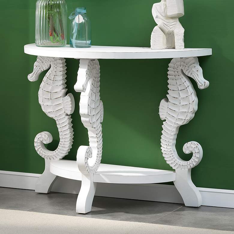 Image 1 Wonders of the Sea 36" Wide White-Wash Wood Console Table
