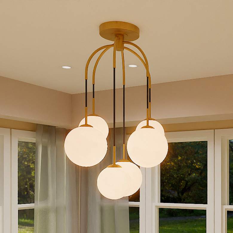 Image 1 Wonderstruck 6-Light Aged Brass Pendant
