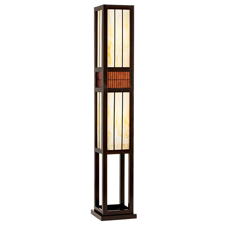 Image 1 Wood and Art Glass Rectangle Floor Lamp