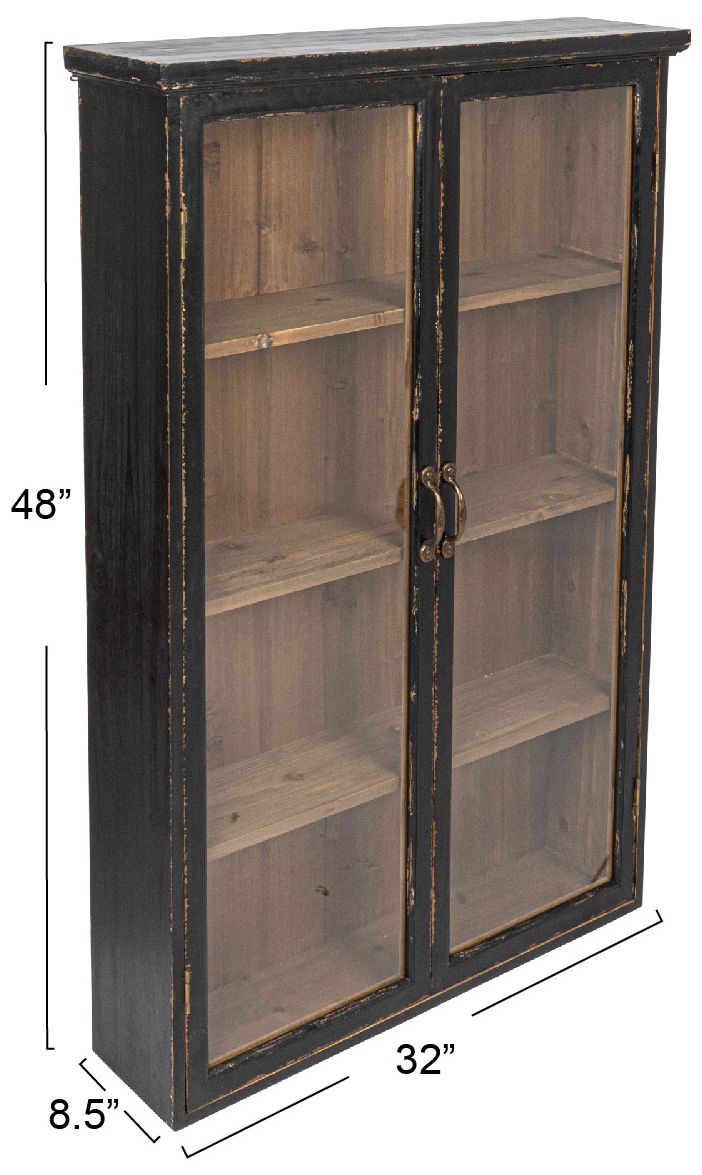 Image 3 Wood and Glass Display Cabinet, Natural and Black more views