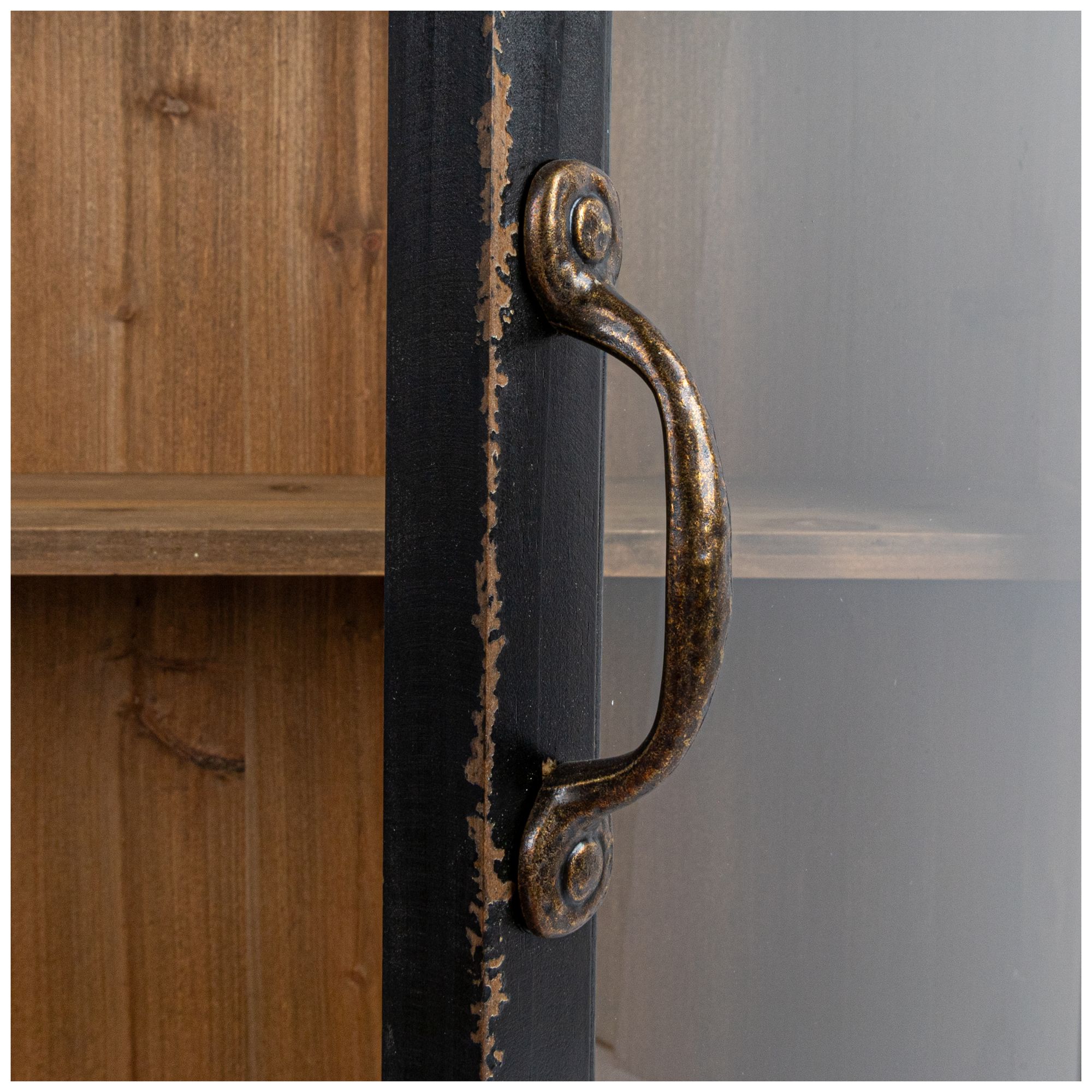 Image 5 Wood and Glass Display Cabinet, Natural and Black more views