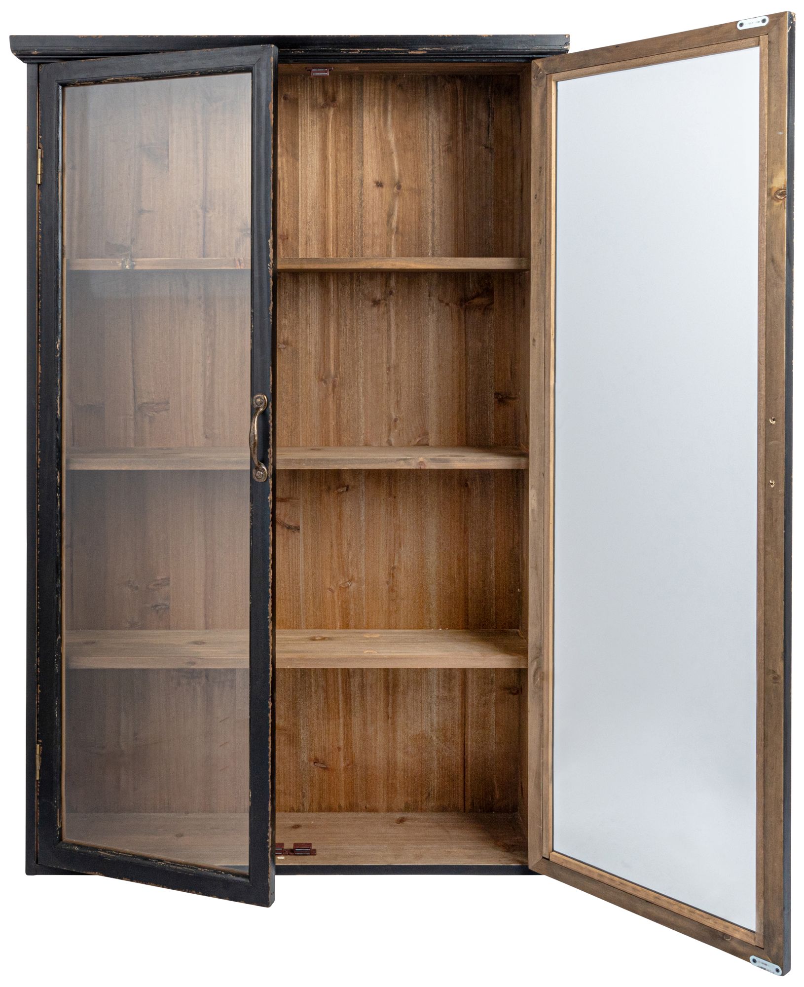 Image 7 Wood and Glass Display Cabinet, Natural and Black more views