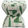 Thumbnail1 of Wood and Jacquard Upholstered Stool / Ottoman with Geometric Pattern