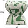 Thumbnail2 of Wood and Jacquard Upholstered Stool / Ottoman with Geometric Pattern more views