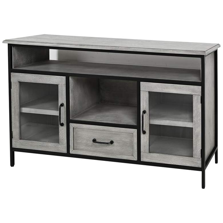 Image 1 Wood and Metal Cabinet with Two Doors and One Drawer