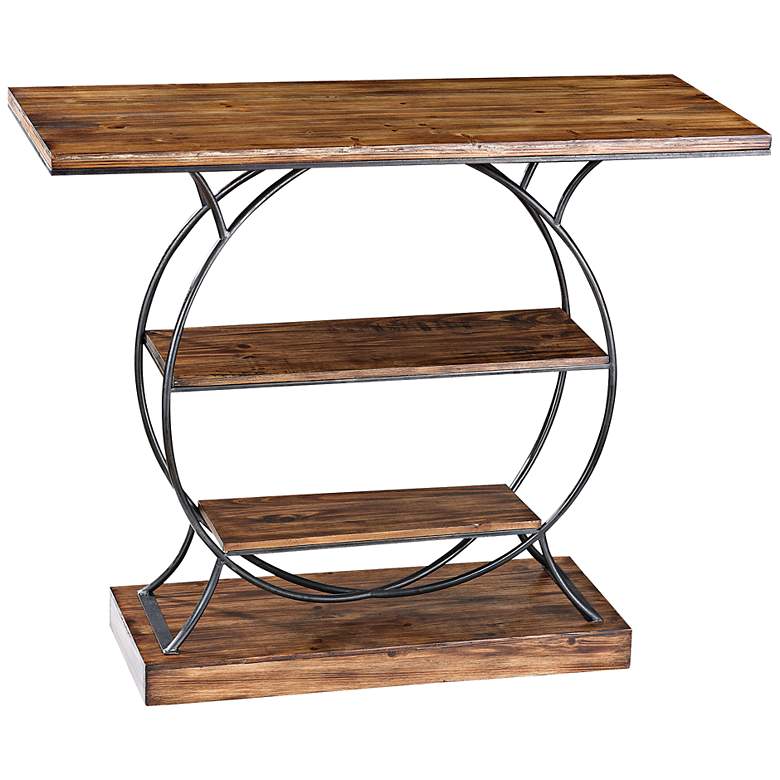 Image 1 Wood and Metal Collection 2-Shelf Console Table