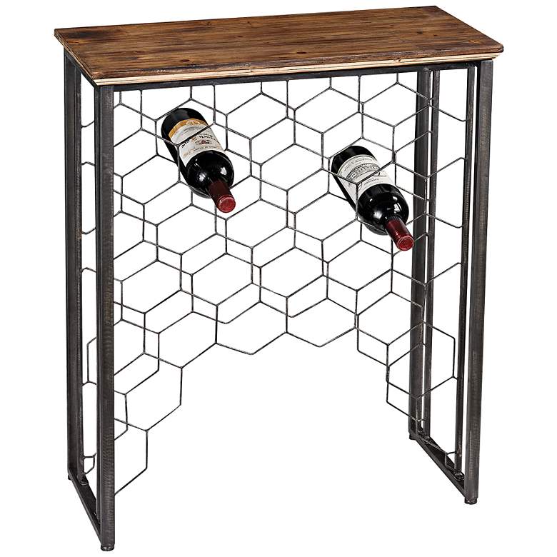 Image 1 Wood and Metal Collection Wine Rack Console Table