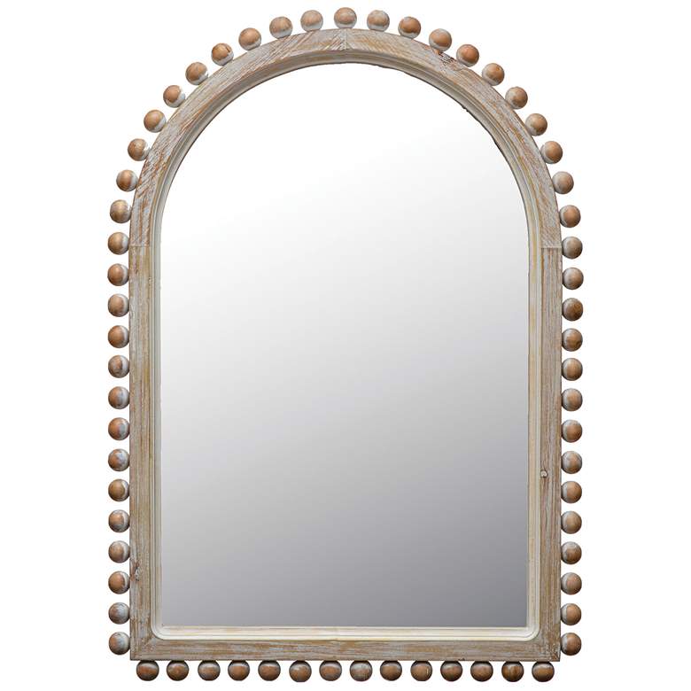 Image 1 Wood Ball Framed Arched Wall Mirror, Natural
