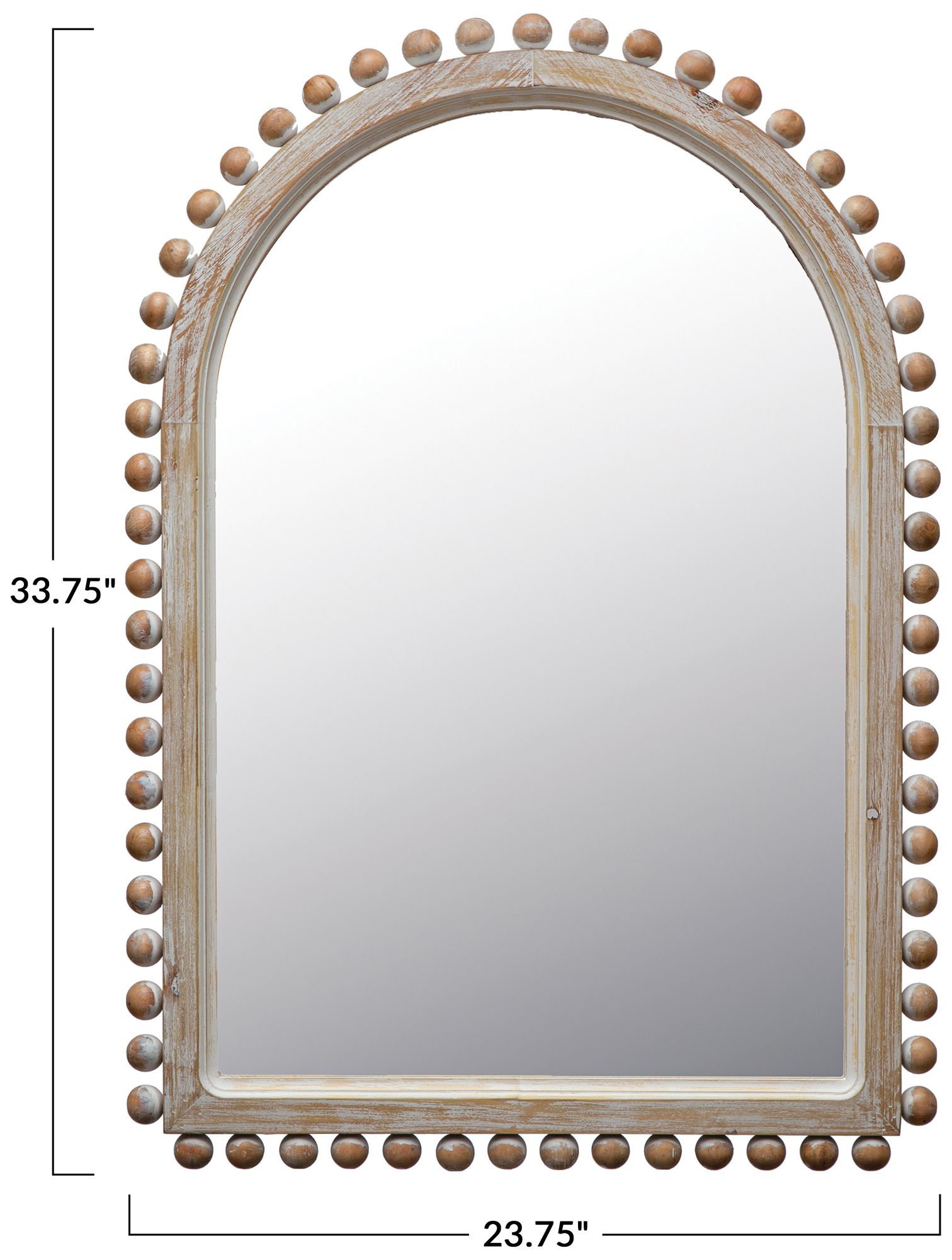 Image 2 Wood Ball Framed Arched Wall Mirror, Natural more views