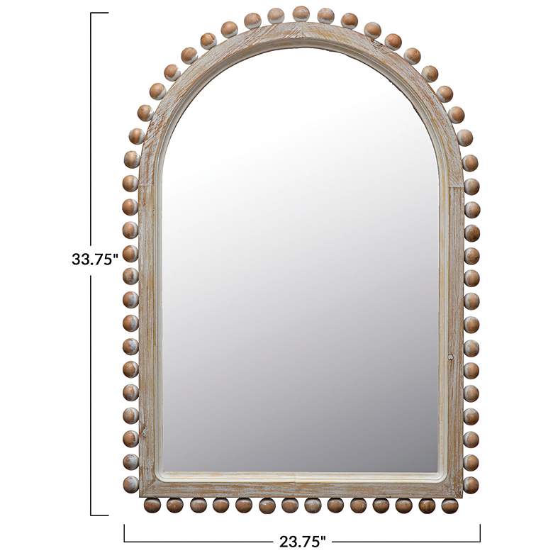 Image 2 Wood Ball Framed Arched Wall Mirror, Natural more views