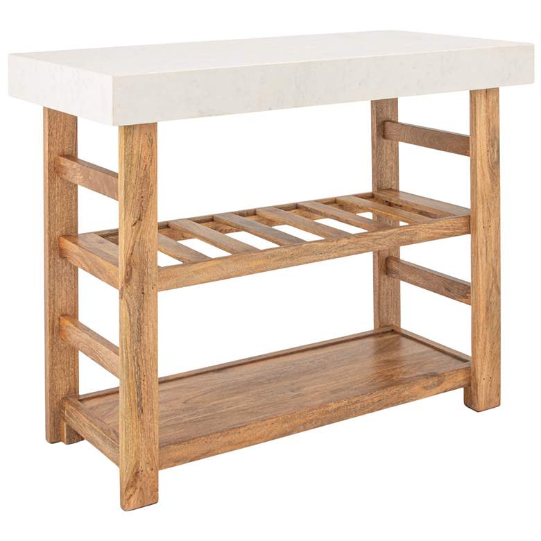 Image 1 Wood Console Table with Marble, Walnut Finish