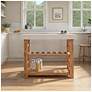 2_Wood Console Table with Marble, Walnut Finish more views