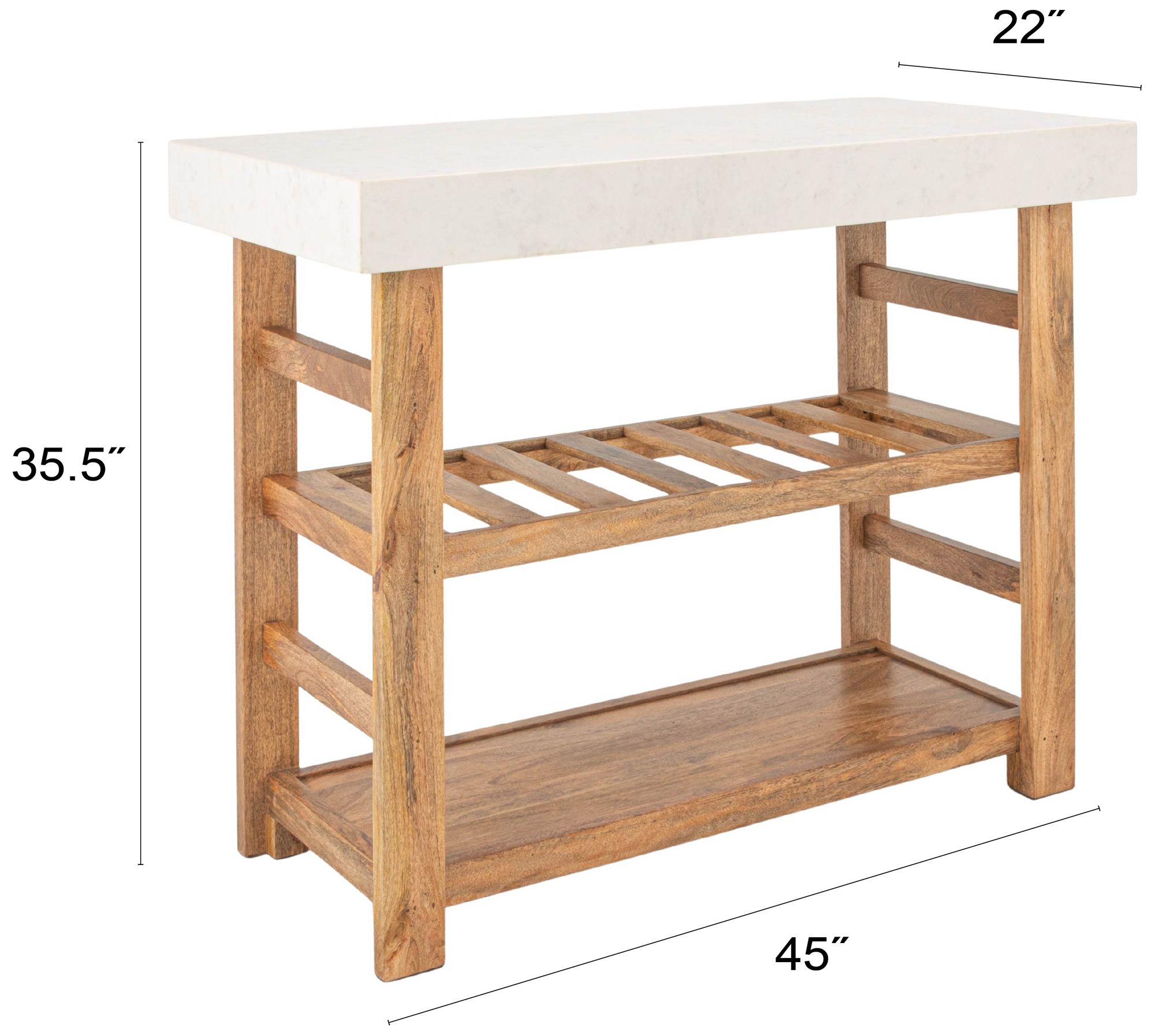 Image 3 Wood Console Table with Marble, Walnut Finish more views