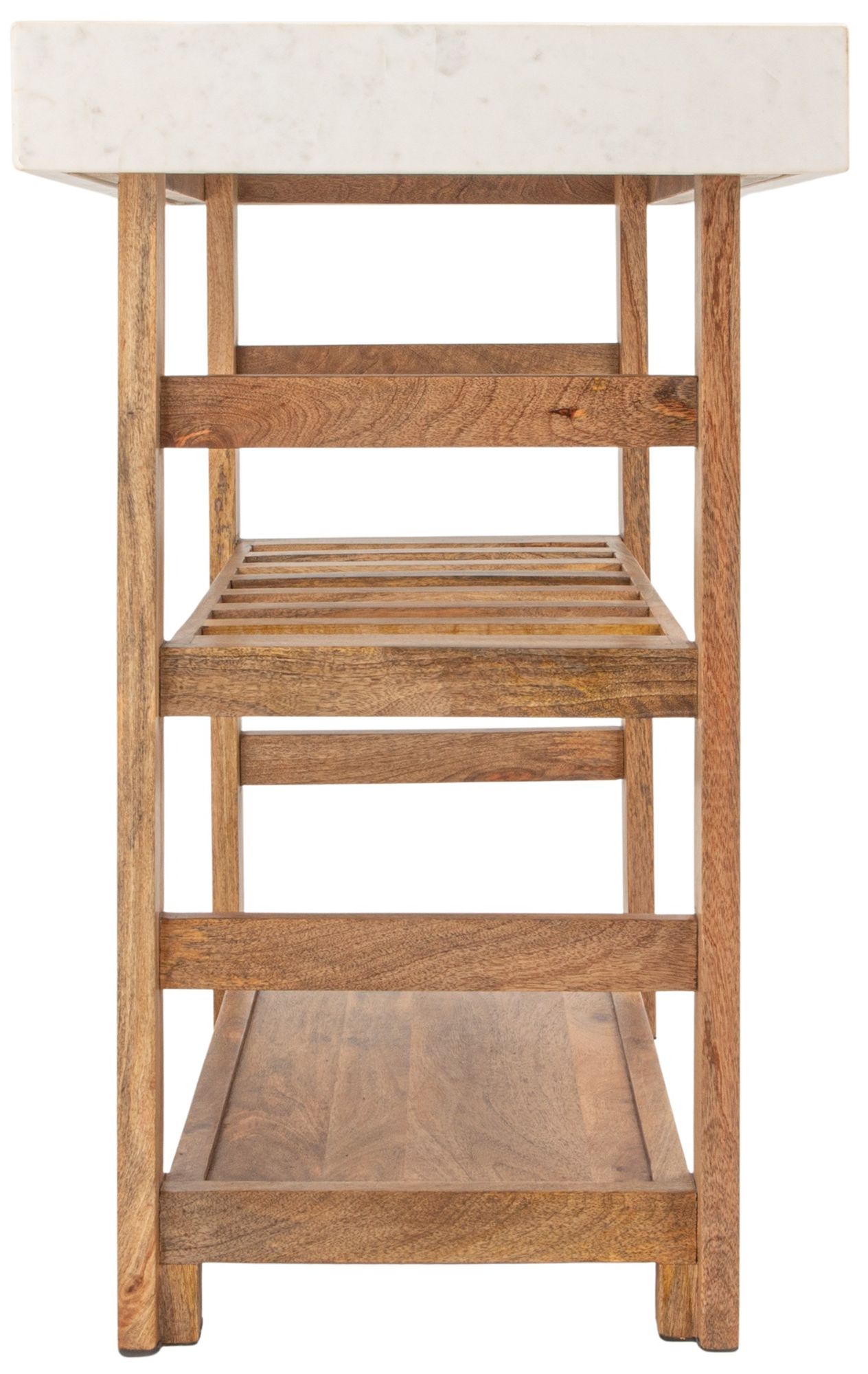 Wood Console Table with Marble, Walnut Finish