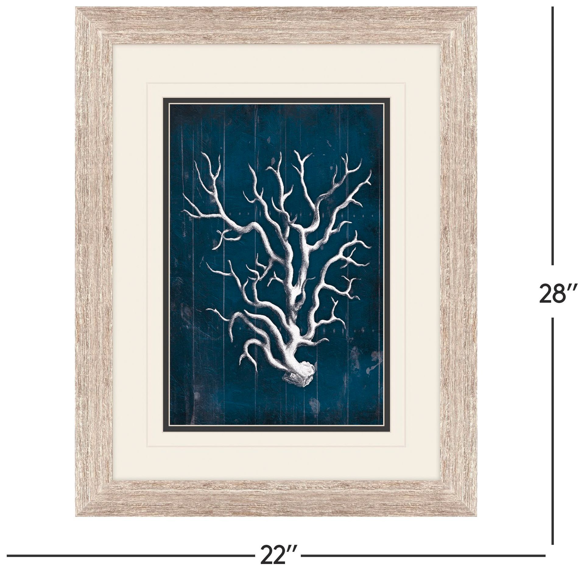 Image 4 Wood Coral Blue 3-Piece 26" High Frame Wall Art Set more views