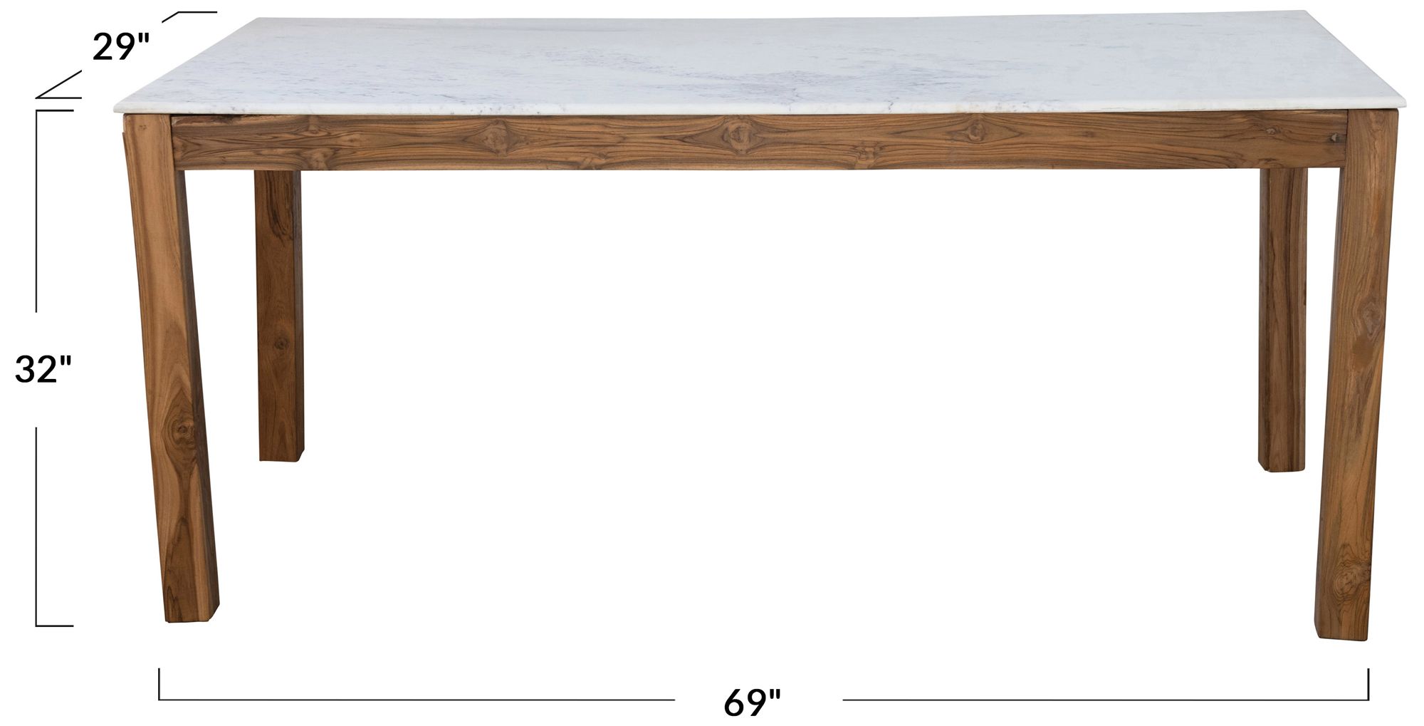 Image 3 Wood Farm Table with Marble Top, Natural and White more views