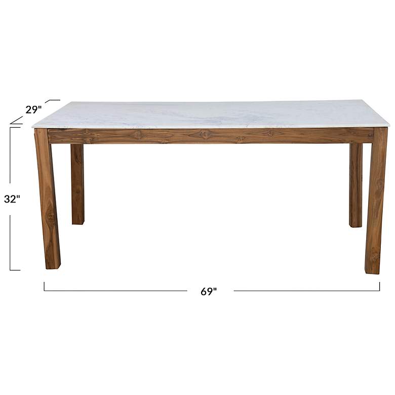 Image 3 Wood Farm Table with Marble Top, Natural and White more views