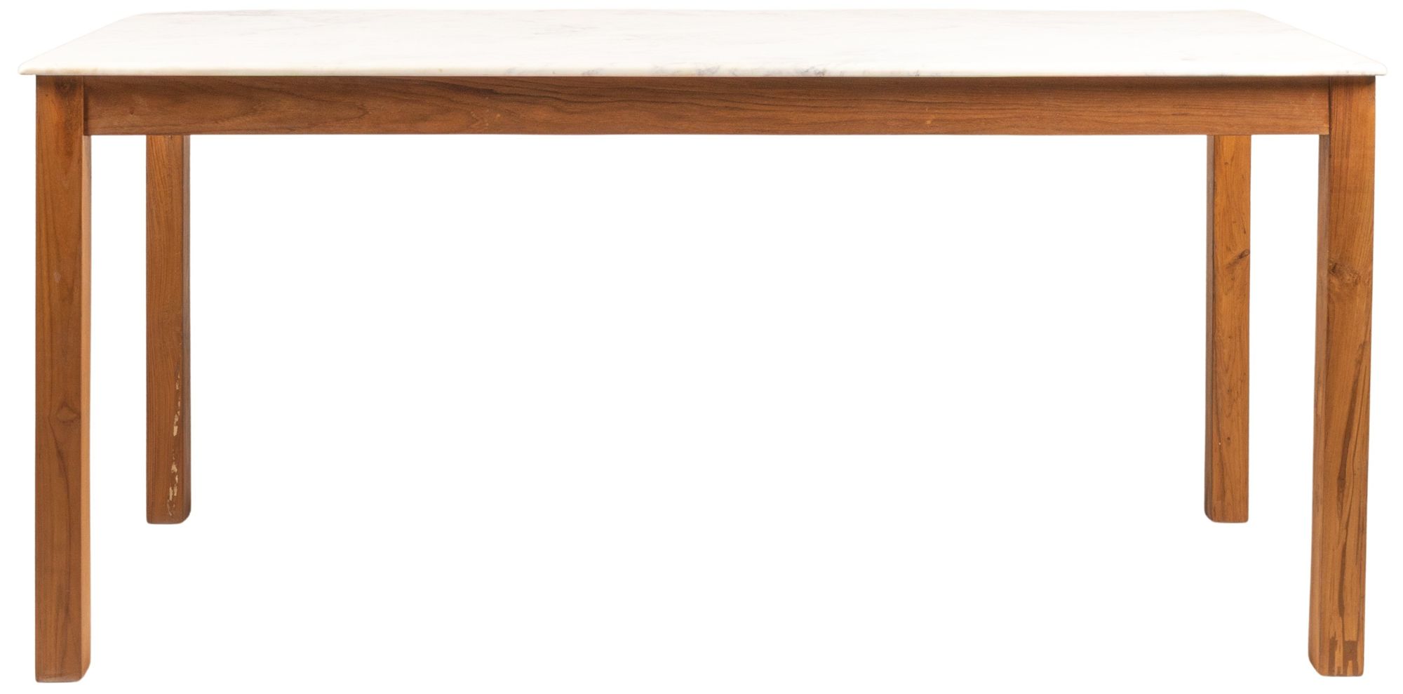 Image 4 Wood Farm Table with Marble Top, Natural and White more views