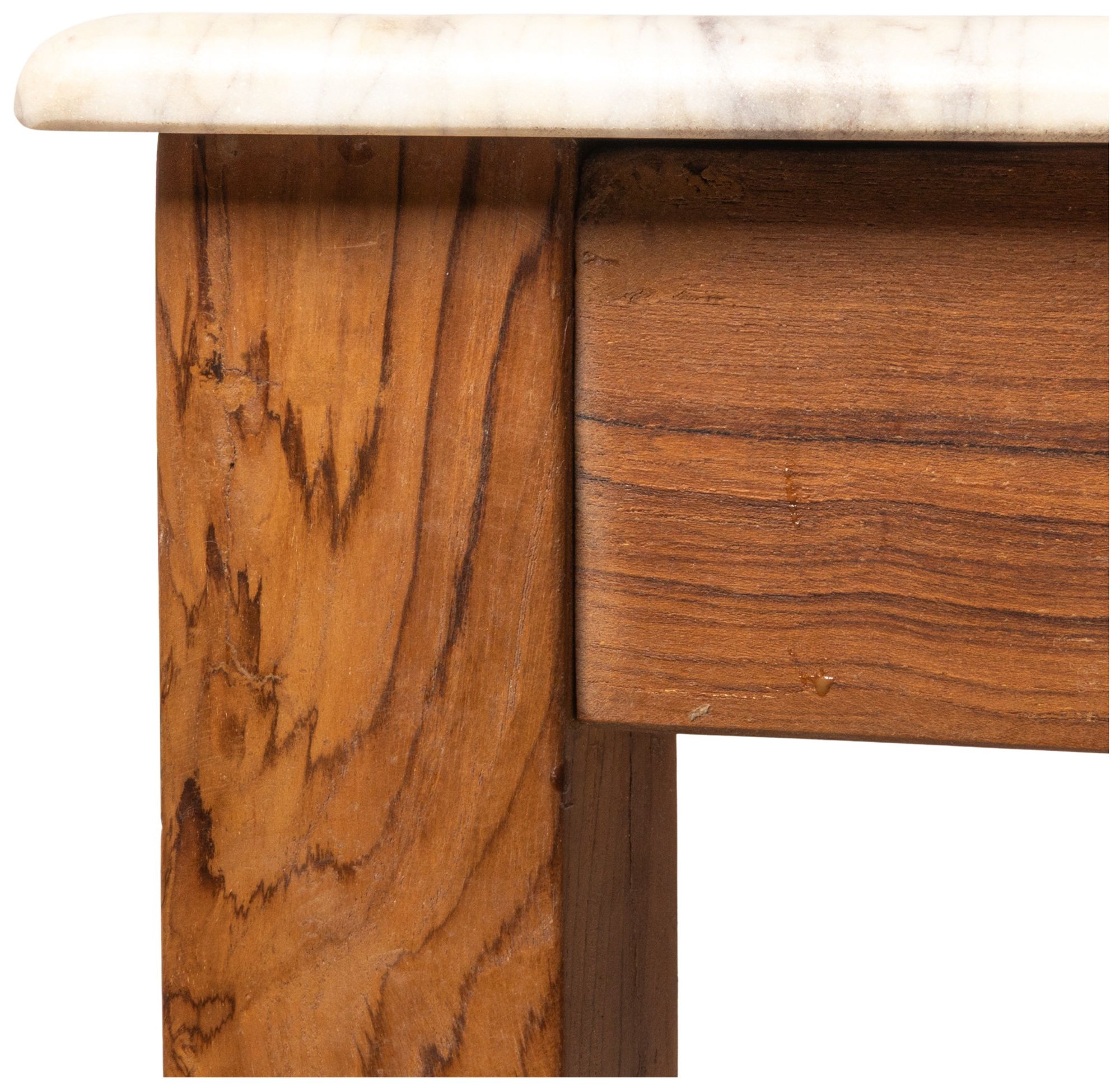 Image 6 Wood Farm Table with Marble Top, Natural and White more views