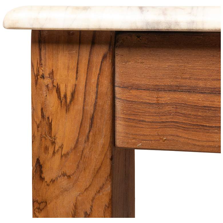Image 6 Wood Farm Table with Marble Top, Natural and White more views