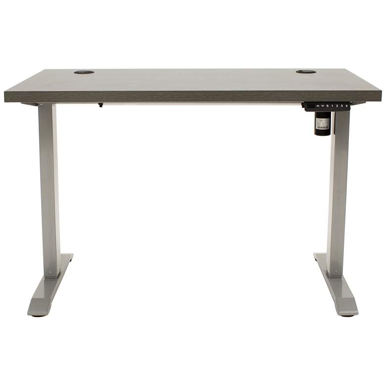Image 3 Wood Grain Gray 47 inch Wide Adjustable Electric Lift Desk
