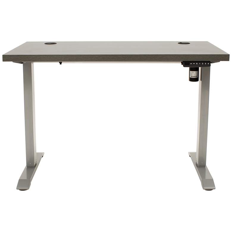 Image 3 Wood Grain Gray 47" Wide Adjustable Electric Lift Desk