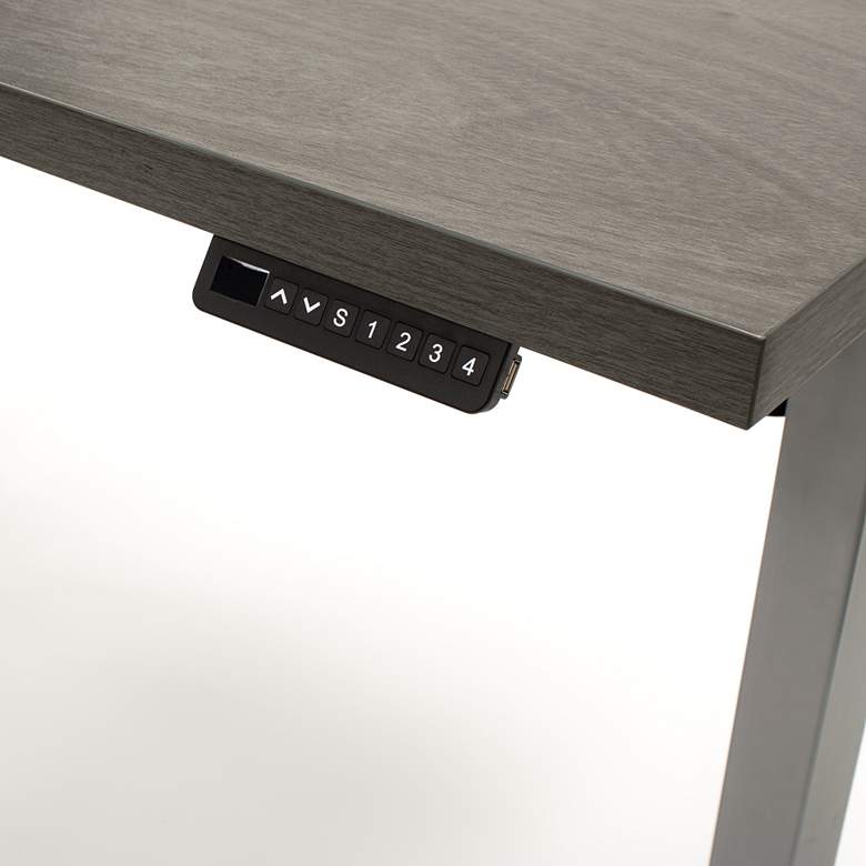 Image 5 Wood Grain Gray 47" Wide Adjustable Electric Lift Desk more views