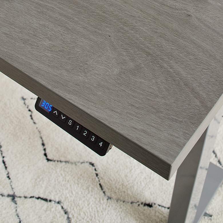 Image 6 Wood Grain Gray 47" Wide Adjustable Electric Lift Desk more views