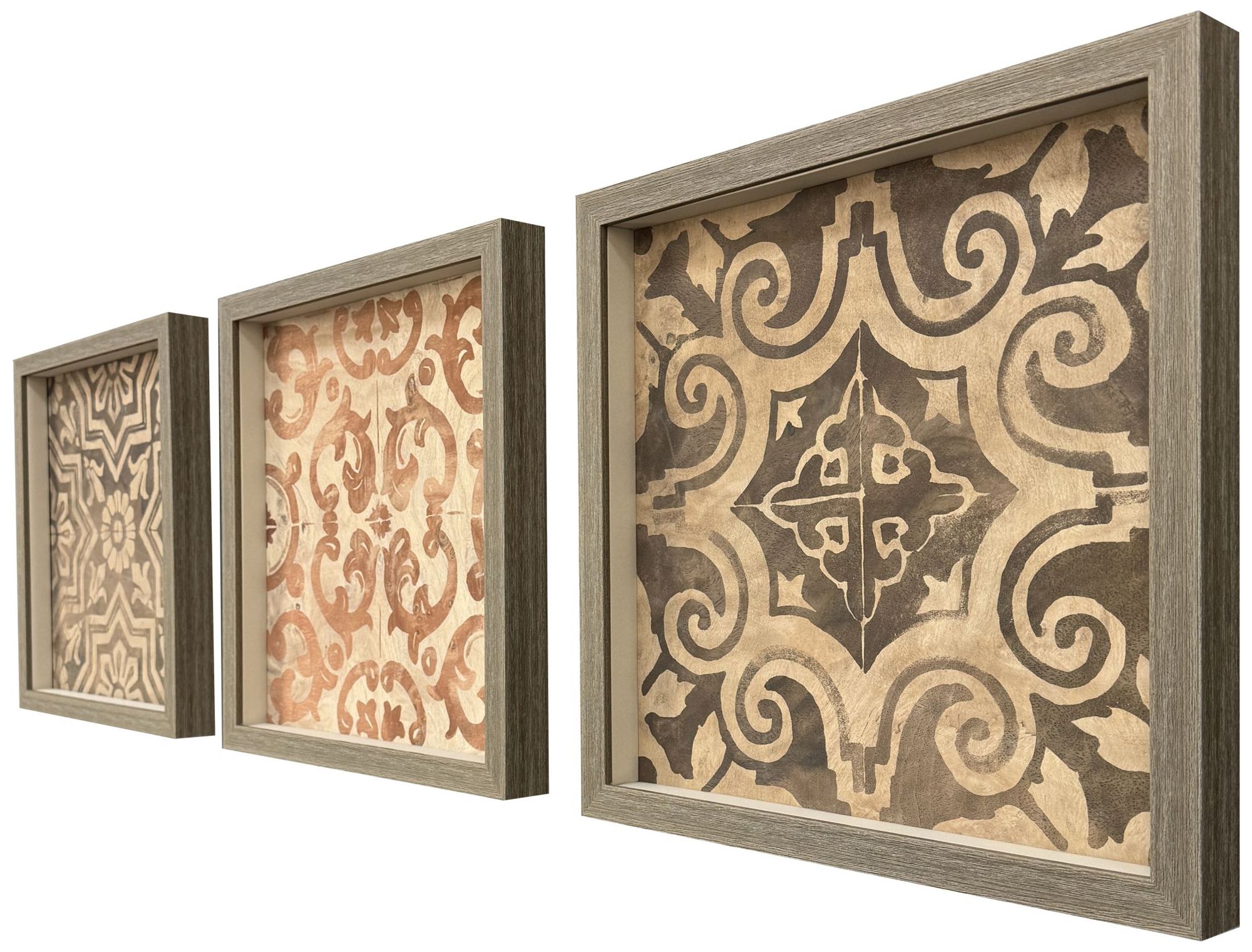 Image 2 Wood Inlay I 18"W x 18"H Framed Art Set of 3 more views