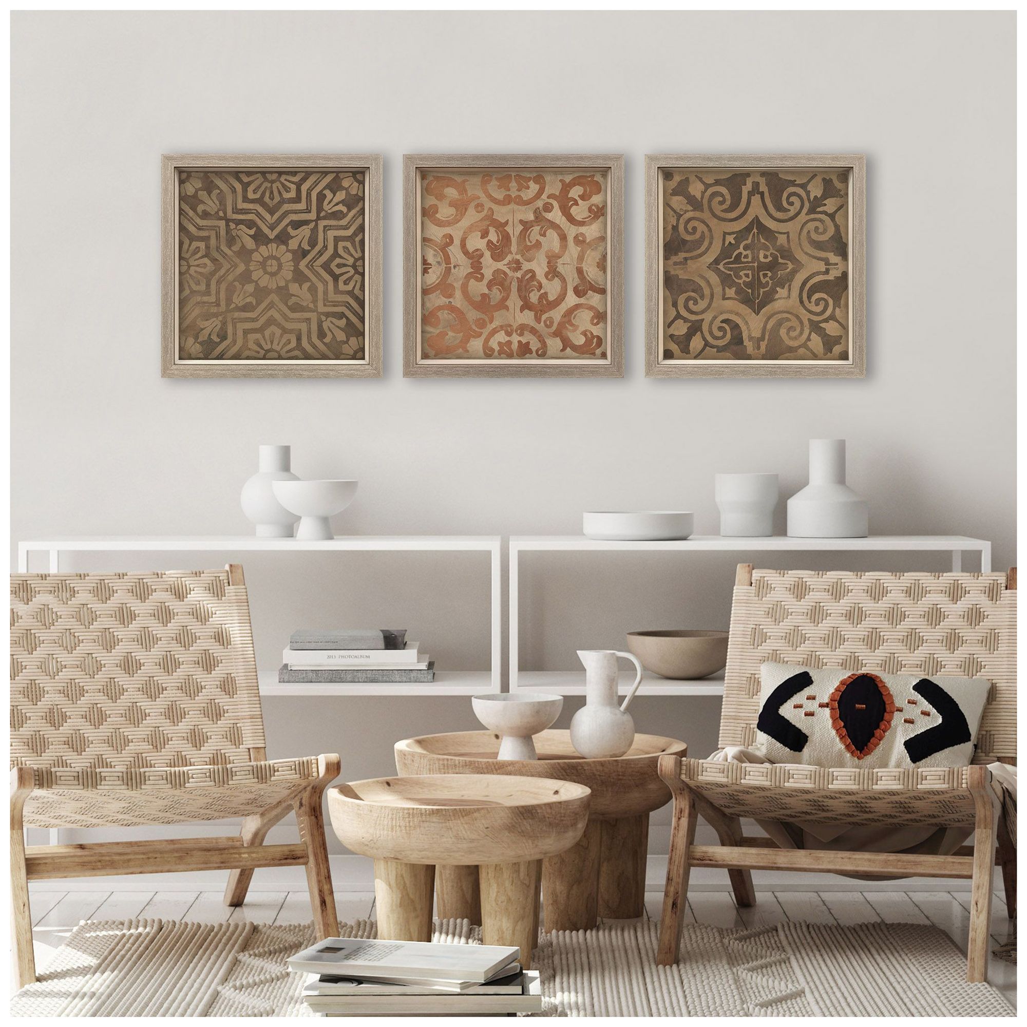 Image 4 Wood Inlay I 18"W x 18"H Framed Art Set of 3 more views