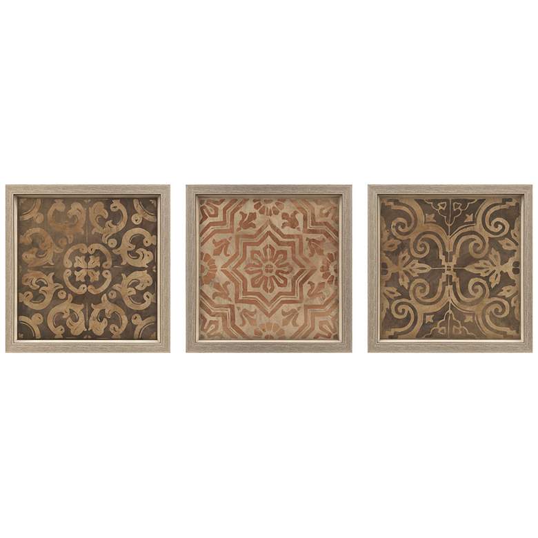 Image 1 Wood Inlay II 18"W x 18"H Framed Art Set of 3