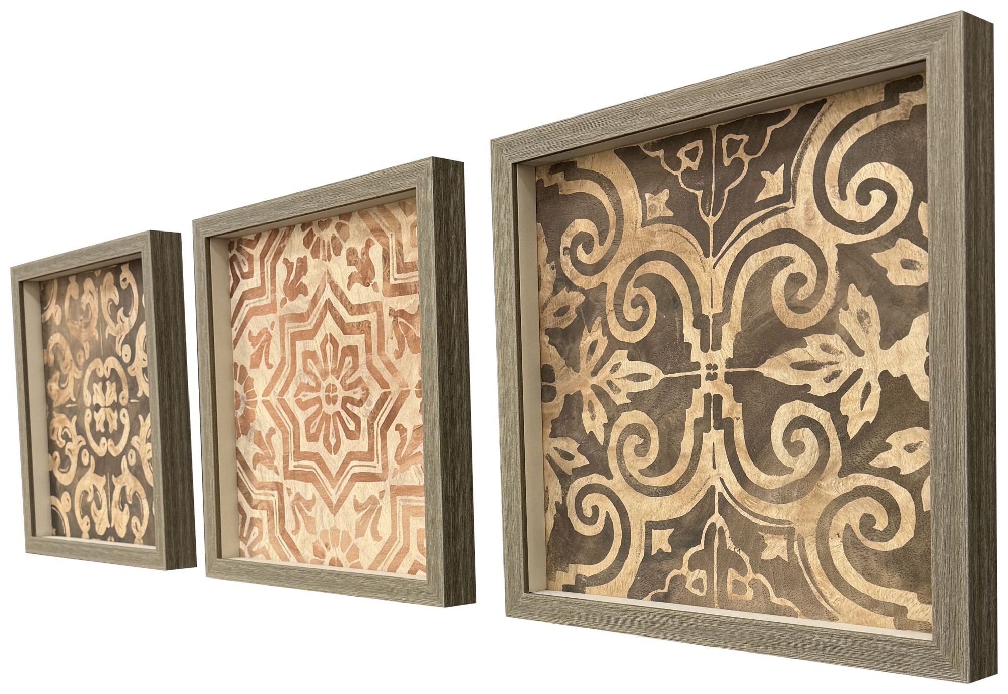 Image 2 Wood Inlay II 18"W x 18"H Framed Art Set of 3 more views