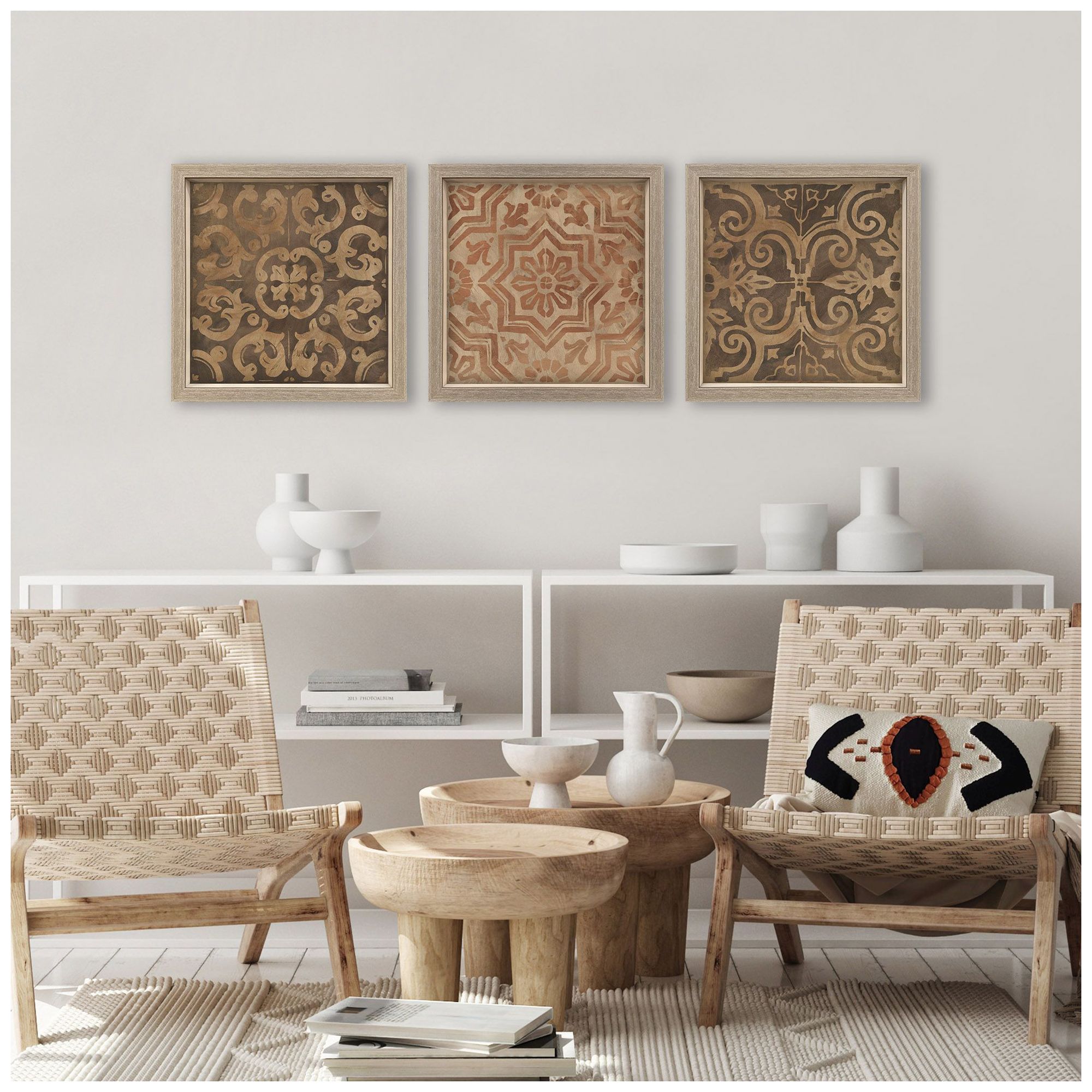 Image 4 Wood Inlay II 18"W x 18"H Framed Art Set of 3 more views