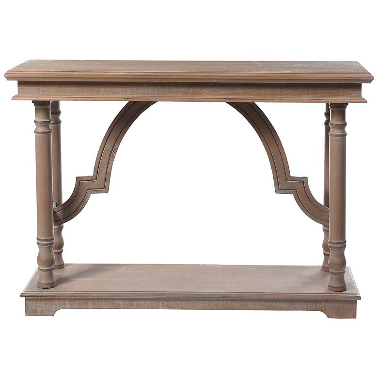 Image 2 Wood Trestle Grey Wash Console Table