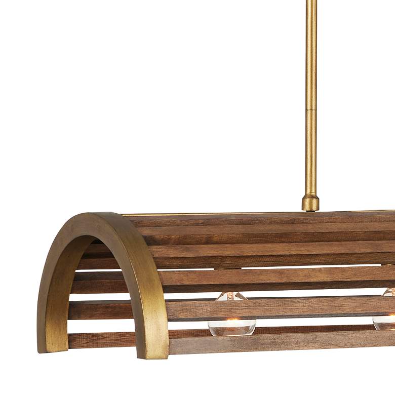 Image 4 Woodbine 42"W Brass and Chestnut 5-Light Island Chandelier more views