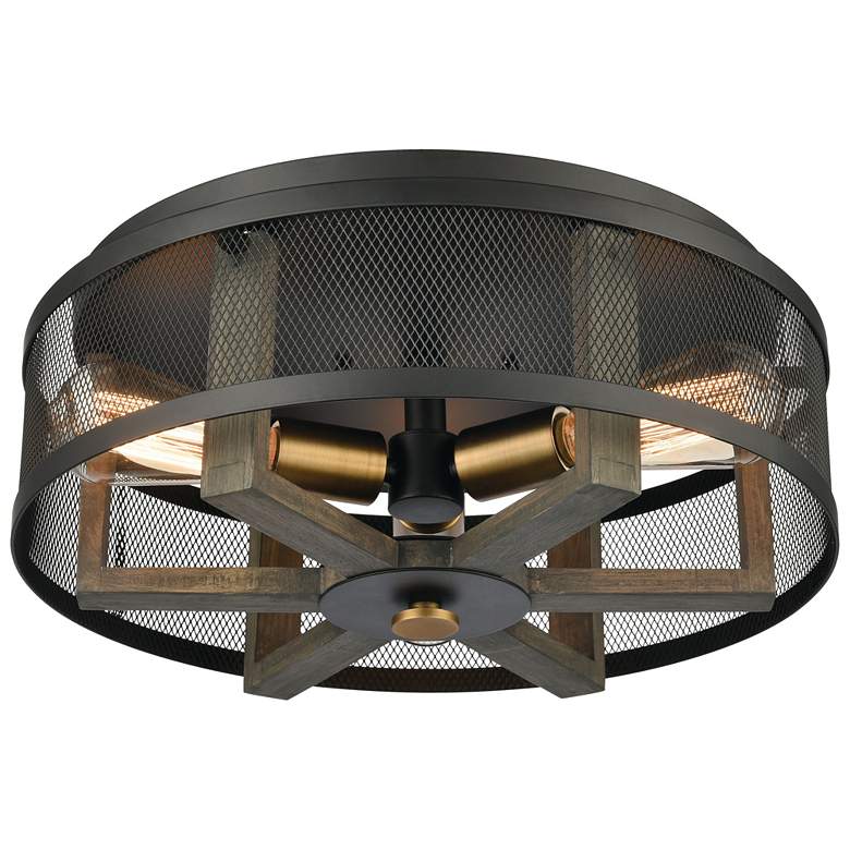 Image 1 Woodbridge 17" Wide 3-Light Flush Mount - Matte Black