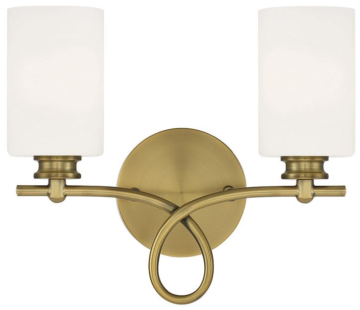 Image 2 Woodbury 2-Light Bathroom Vanity Light in Warm Brass