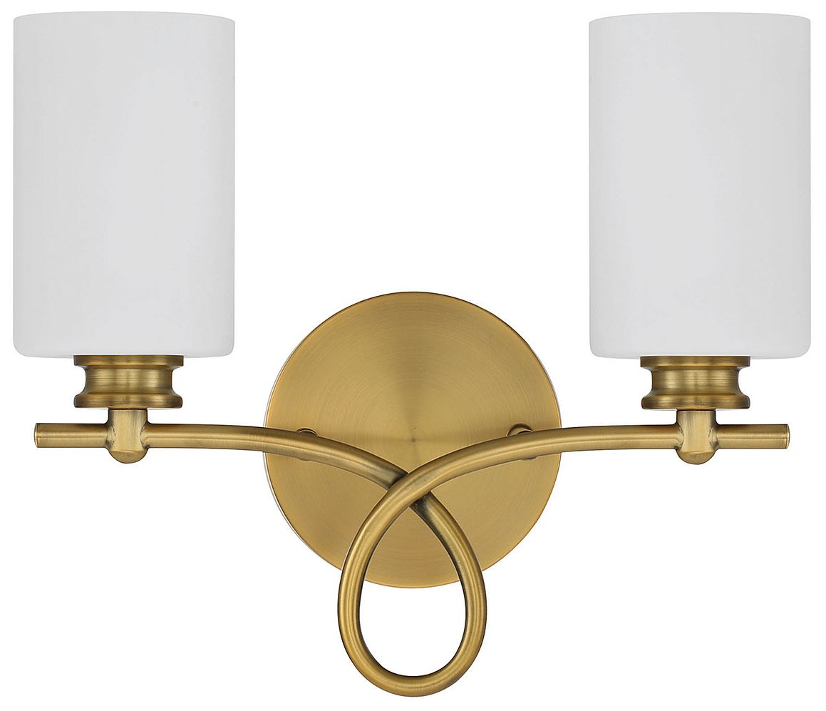Image 3 Woodbury 2-Light Bathroom Vanity Light in Warm Brass more views