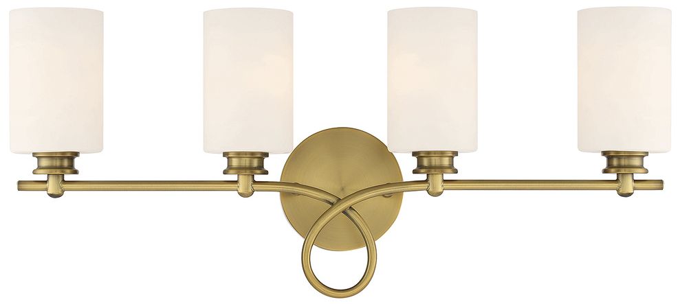 Woodbury 4-Light Bathroom Vanity Light in Warm Brass