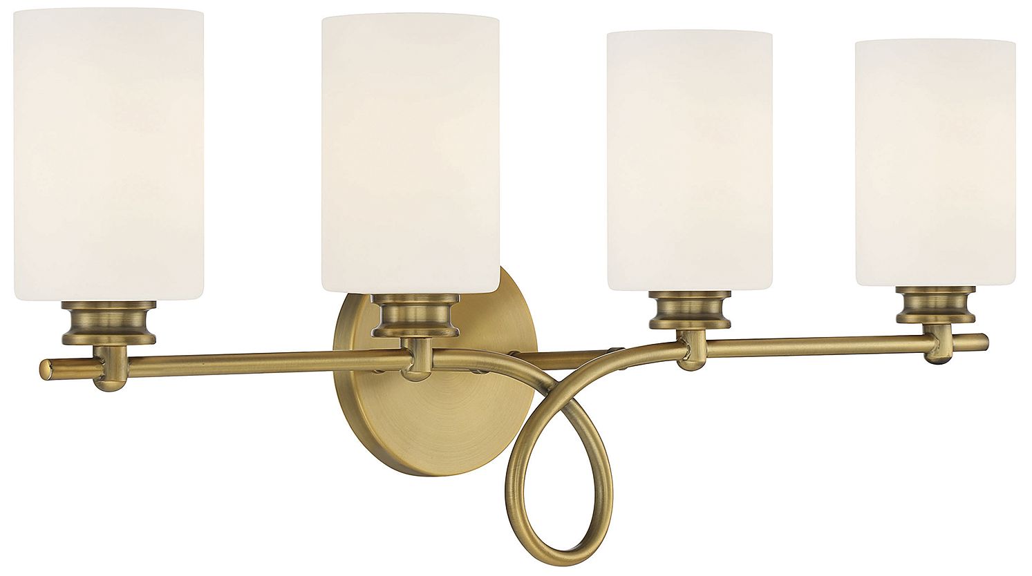 Woodbury 4-Light Bathroom Vanity Light in Warm Brass in scene