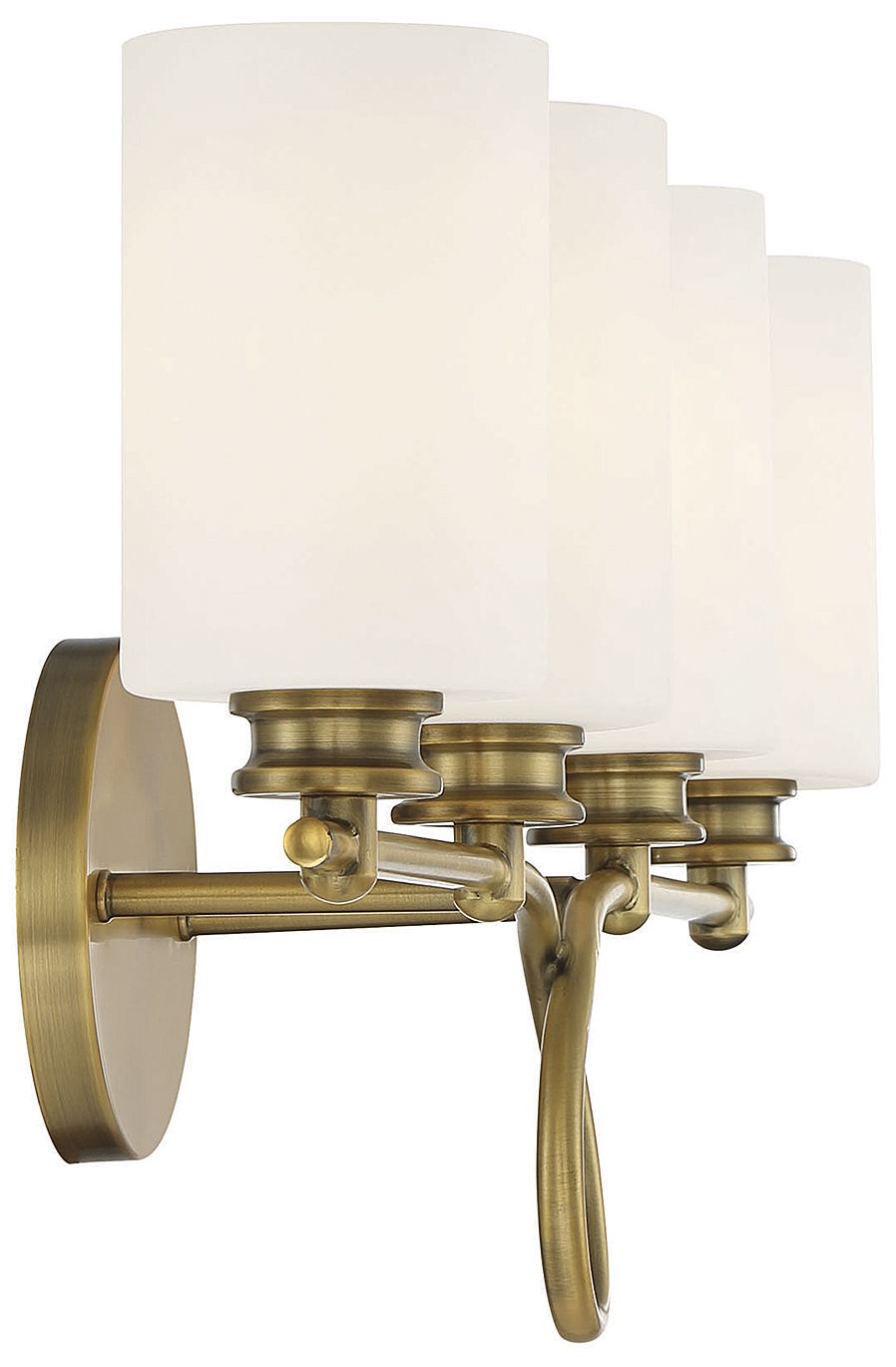 Woodbury 4-Light Bathroom Vanity Light in Warm Brass in scene