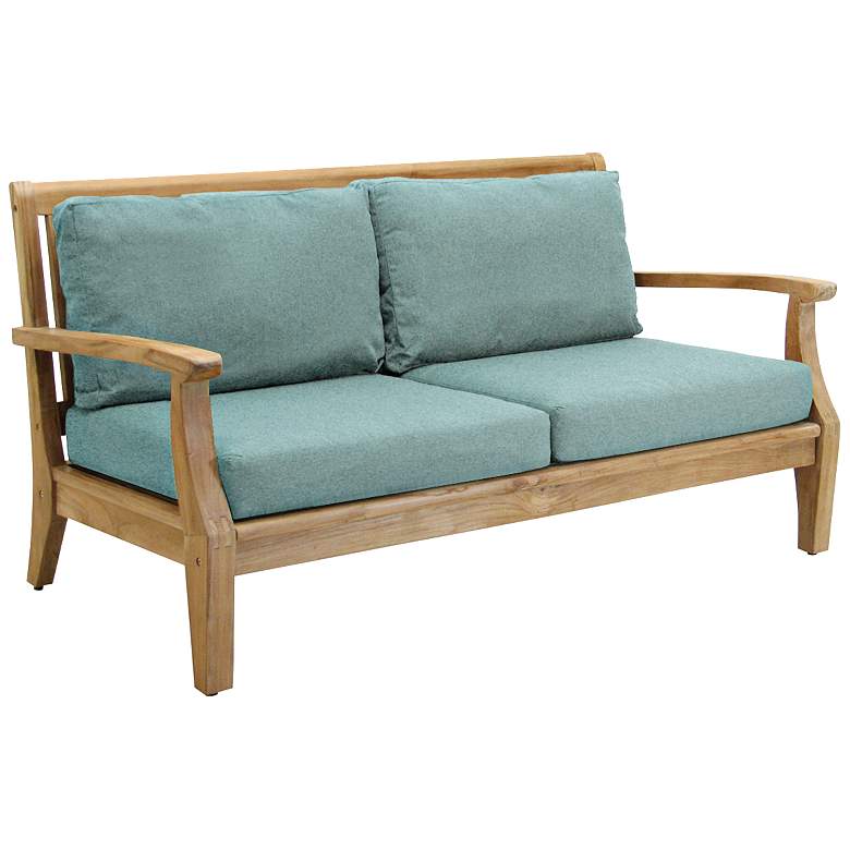 Image 1 Woodbury Spa Canvas Natural Teak Wood Outdoor Loveseat