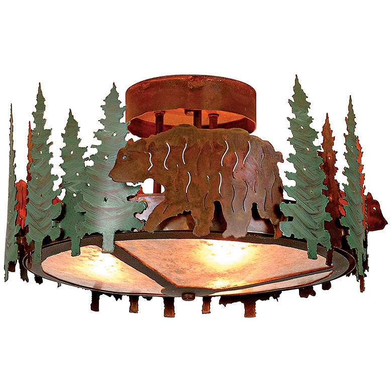 Image 1 Woodcrest Collection Bear and Trees 17 inch Wide Ceiling Light